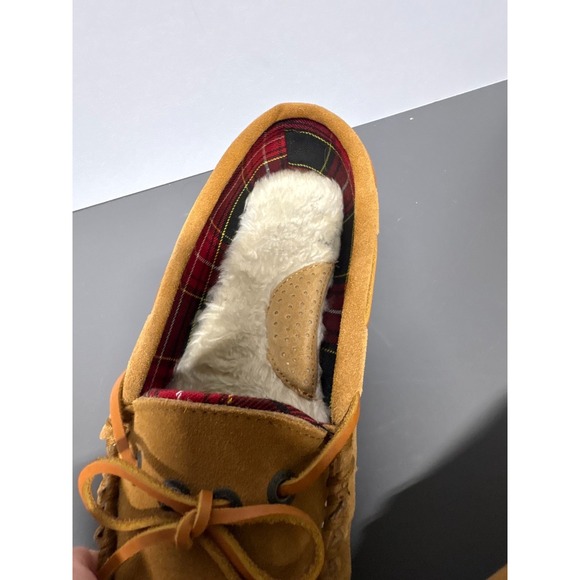 Old Friend Footwear "Kelly" Suede Leather Moccasin Slippers 11 M Faux Fur Lined - Picture 8 of 11